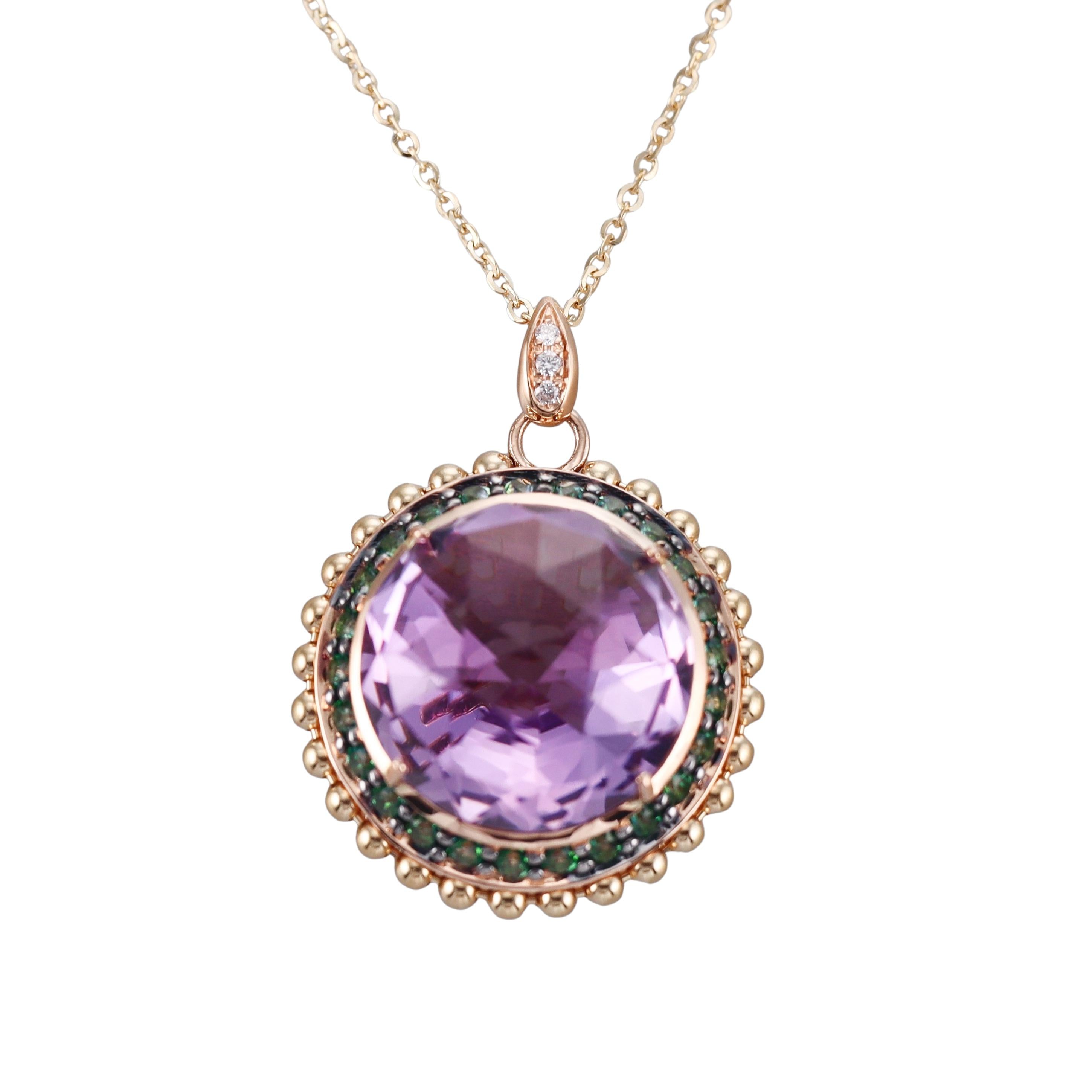 Tavanti 18k Gold Diamond Amethyst Green Topaz Necklace