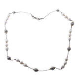 Konstantino Kleos Silver Gold Pearl Station Necklace