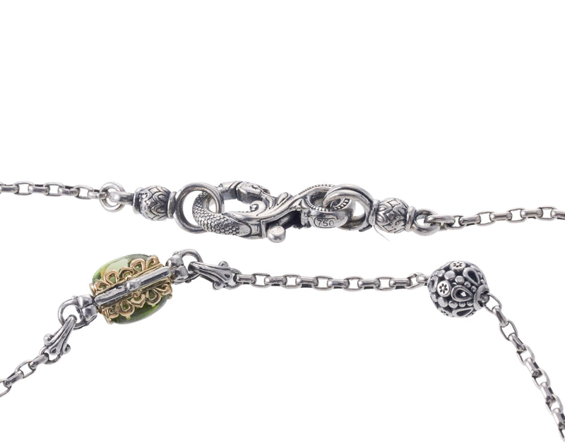 Konstantino Kleos Silver Gold Multi Gemstone Long Necklace