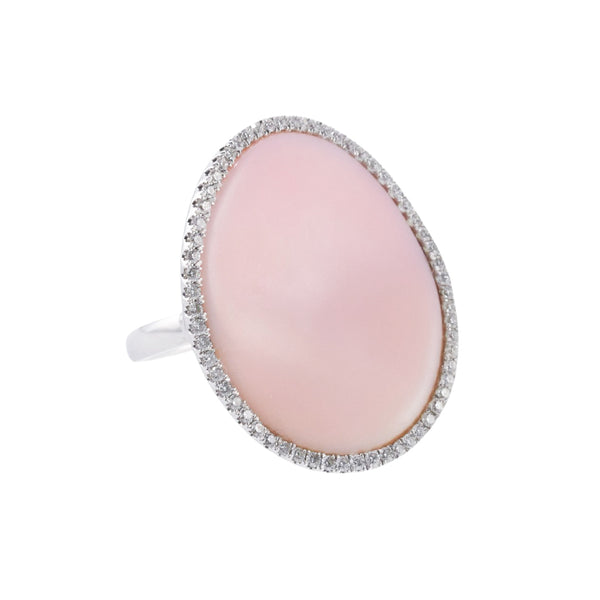 Mimi Milano Aurora Pink Mother of Pearl Diamond Gold Ring