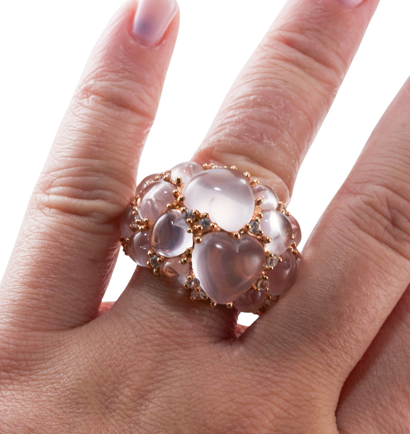 Mimi Milano Juliet Rose Quartz Sapphire Gold Dome Ring