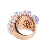 Mimi Milano Grace Lavender Jade Amethyst Pearl Gold Cocktail Ring