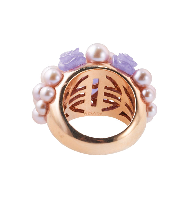 Mimi Milano Grace Lavender Jade Pearl Rose Gold Dome Ring