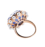 Mimi Milano Belle Blue Crystal Pearl Gold Ring