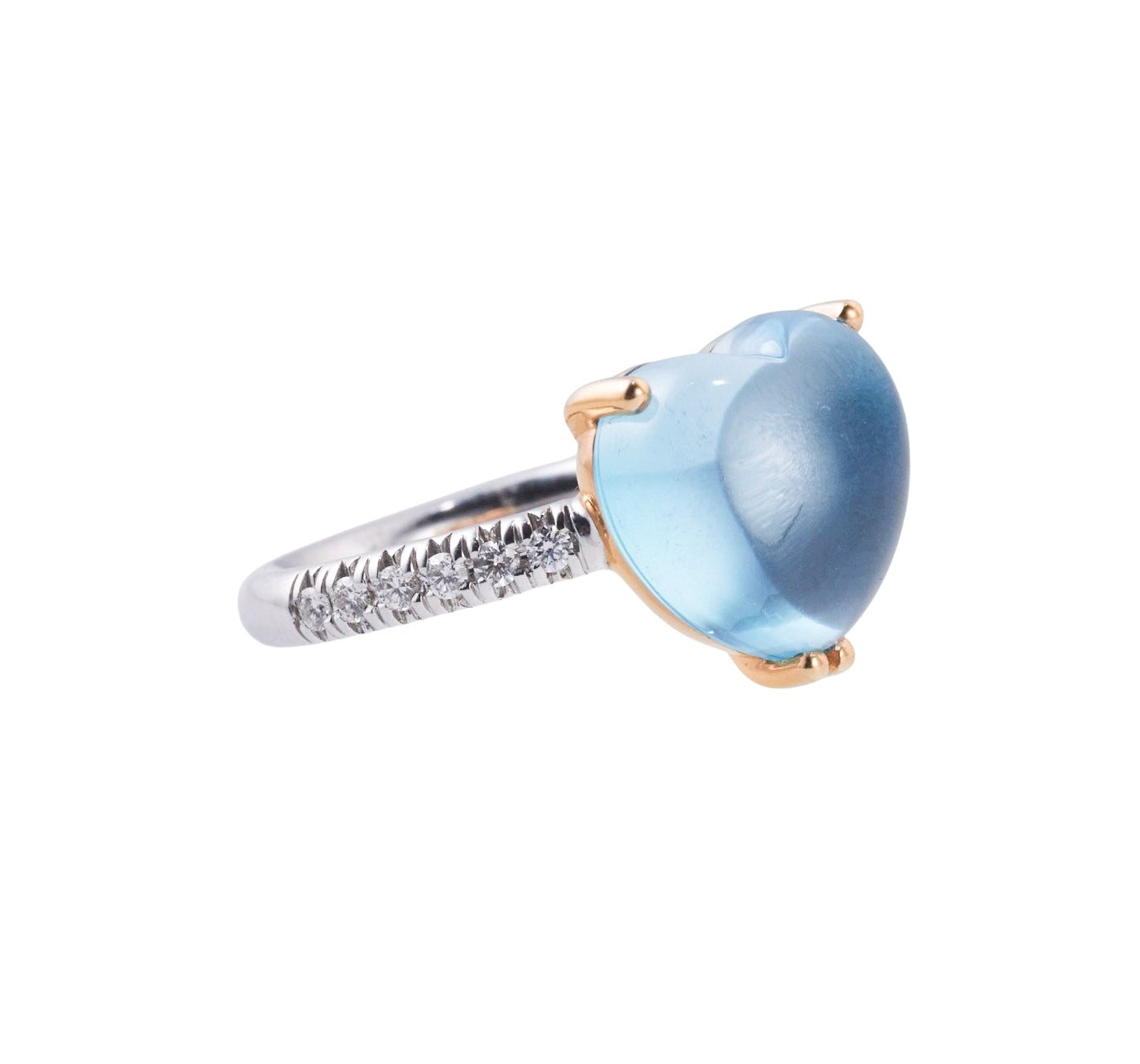 Mimi Milano Juliet Blue Topaz Diamond Gold Heart Ring