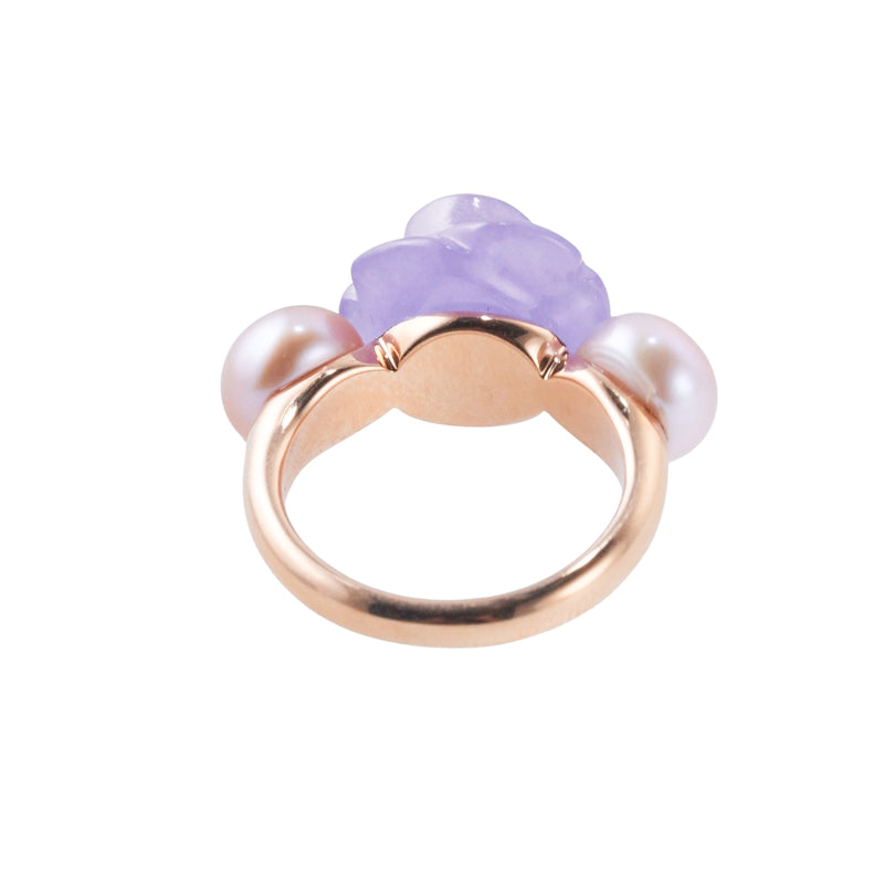 Mimi Milano Lavender Jade Pearl Rose Gold Flower Ring