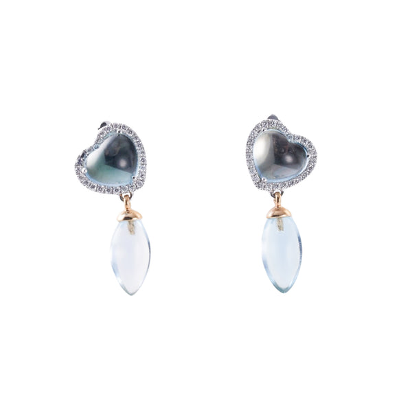 Mimi Milano Juliet Heart Topaz Diamond Gold Drop Earrings