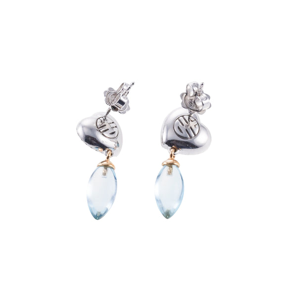 Mimi Milano Juliet Heart Topaz Diamond Gold Drop Earrings