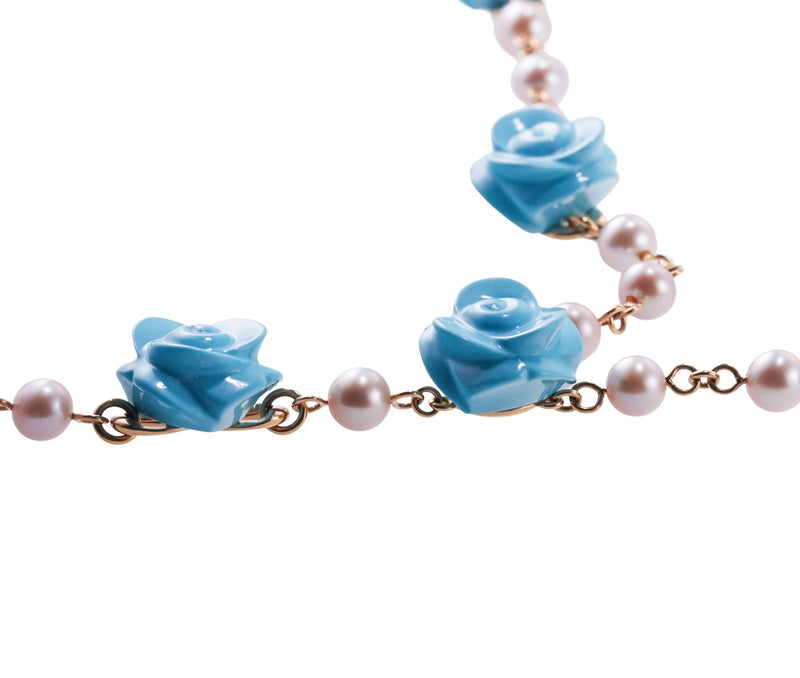 Mimi Milano Grace Turquoise Amethyst Pearl Diamond Gold Pendant Necklace