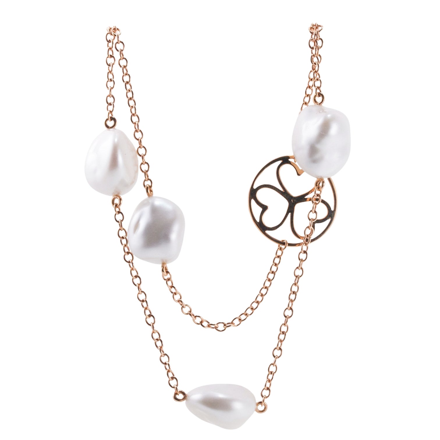 Mimi Milano Blanche Pearl Gold Station Necklace