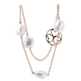 Mimi Milano Blanche Pearl Gold Station Necklace