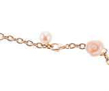 Mimi Milano Grace Pearl Coral Gold Rose Flower Necklace