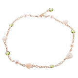 Mimi Milano Grace Pearl Peridot Coral Gold Rose Flower Necklace
