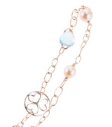 Mimi Milano Juliet Blue Topaz Pearl Heart Station Necklace