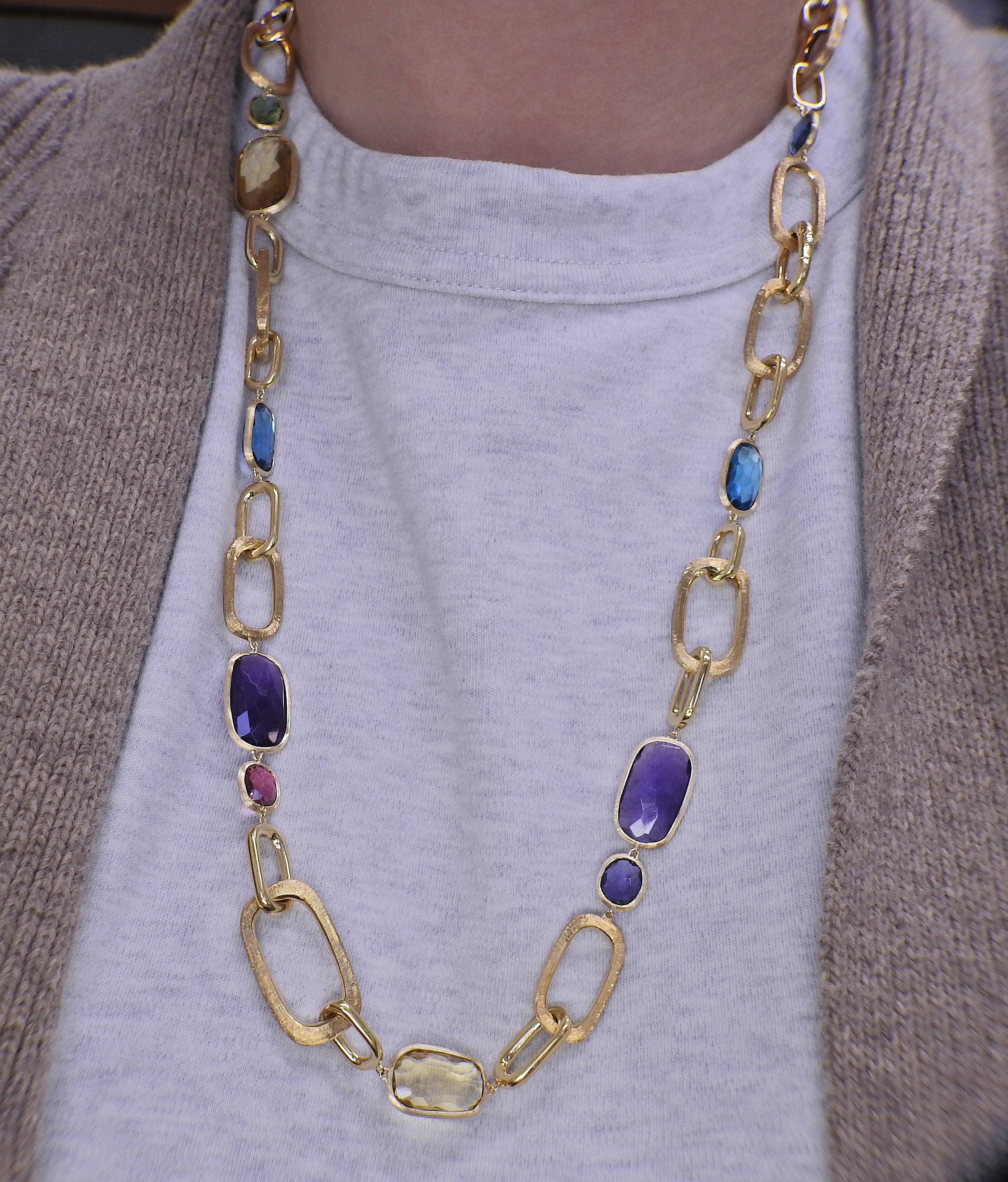 Marco Bicego Murano 18K Gold Gemstone Link Necklace