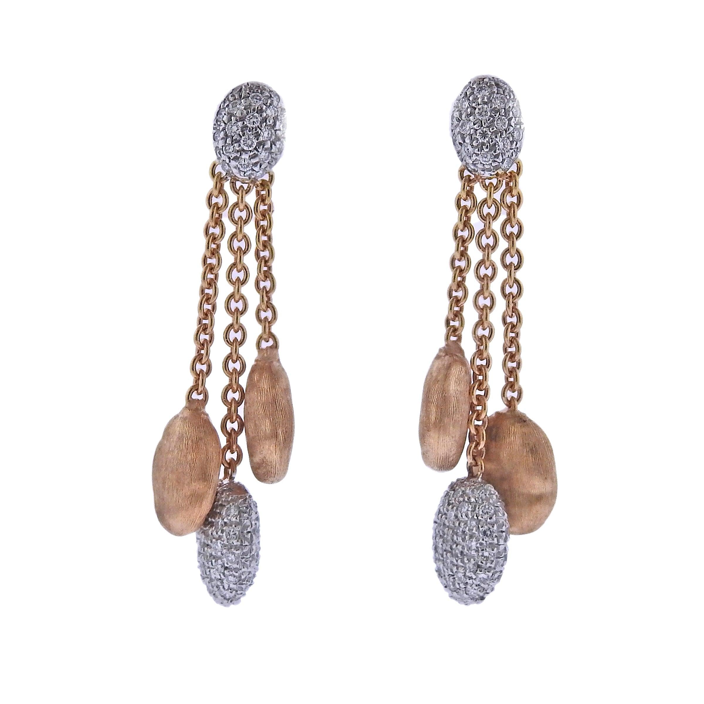 Marco Bicego Siviglia Gold Three Strand Diamond Earrings