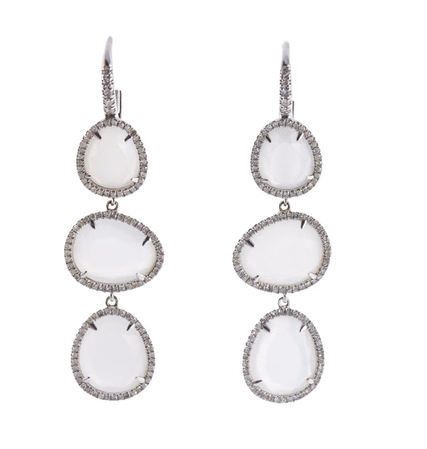 Mimi Milano Talita Moonstone Diamond Gold Drop Earrings