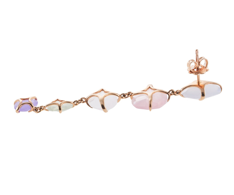 Mimi Milano Mila Primavera Chalcedony Prehnite Rose Quartz Gold Drop Earrings