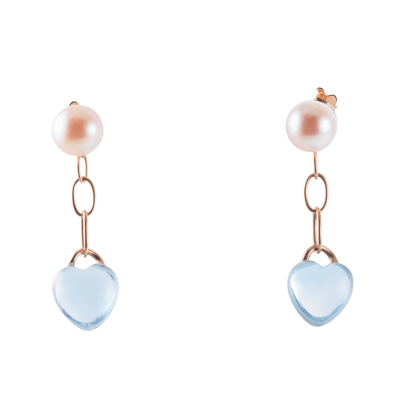 Mimi Milano Juliet Heart Blue Topaz Gold Drop Earrings