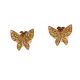 Mimi Milano Farfalla Yellow Diamond Gold Butterfly Stud Earrings
