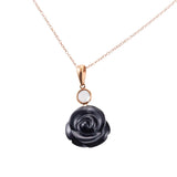 Mimi Milano Grace Black Agate Rose Cut Diamond Gold Pendant Necklace