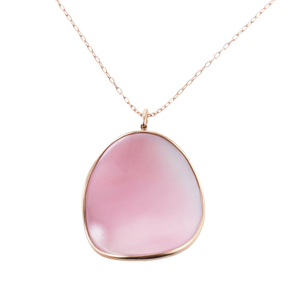 Mimi Milano Pink Mother of Pearl Gold Aurora Pendant Necklace