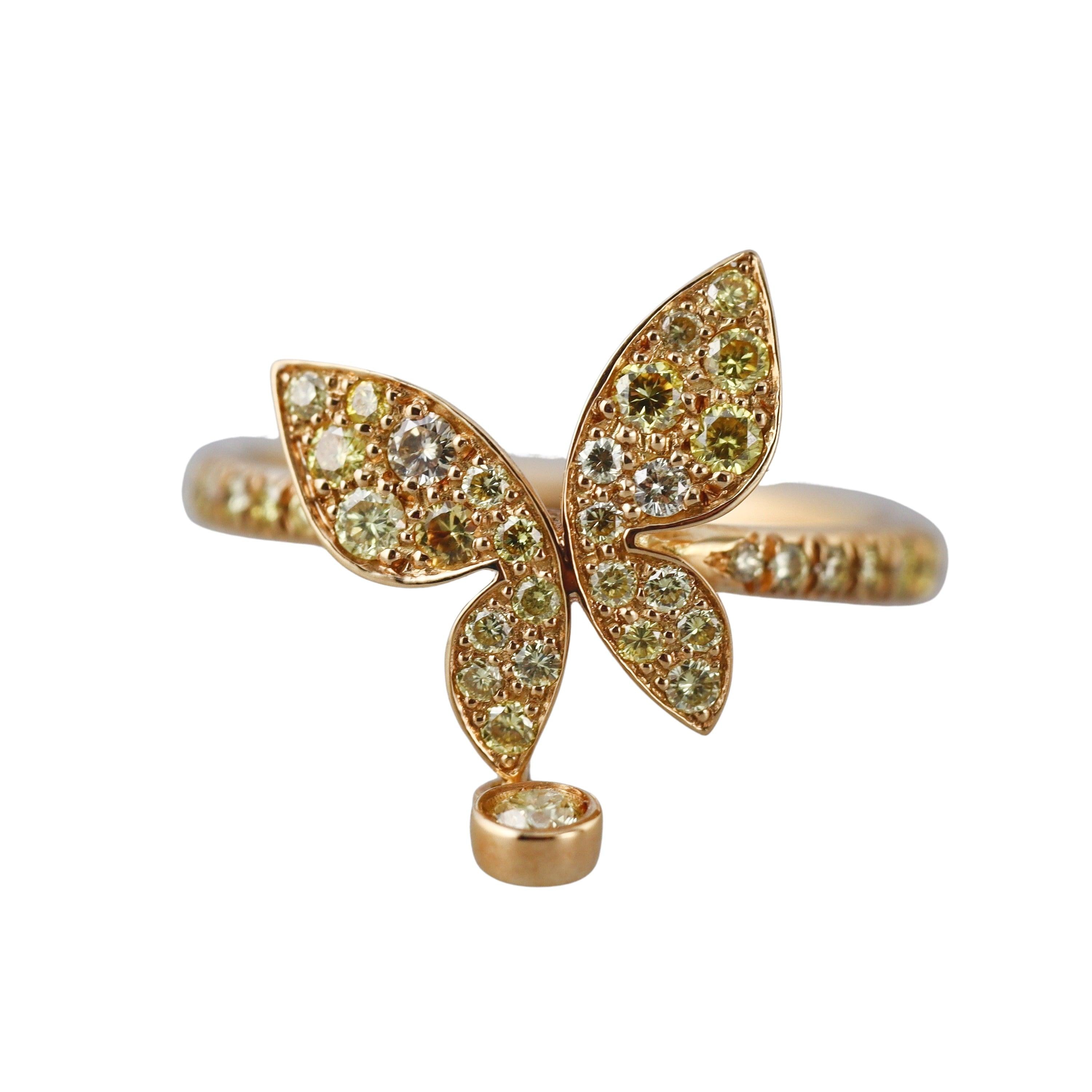 Mimi Milano Farfalla Yellow Diamond 18k Gold Butterfly Ring