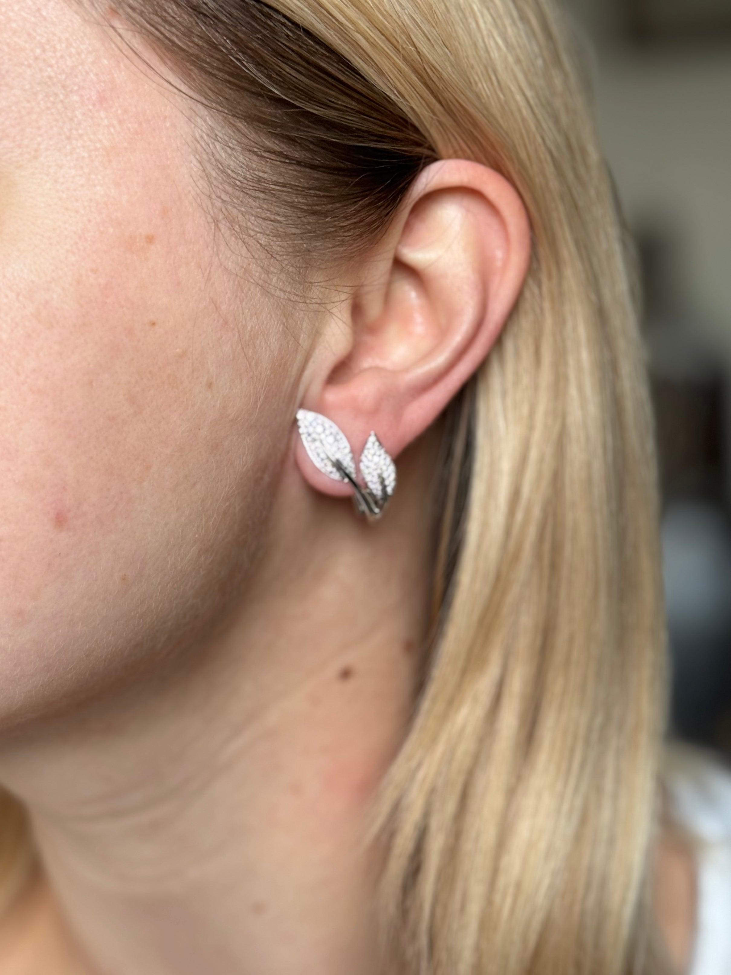 Mimi Milano Foglia Diamond Gold Leaf Earrings