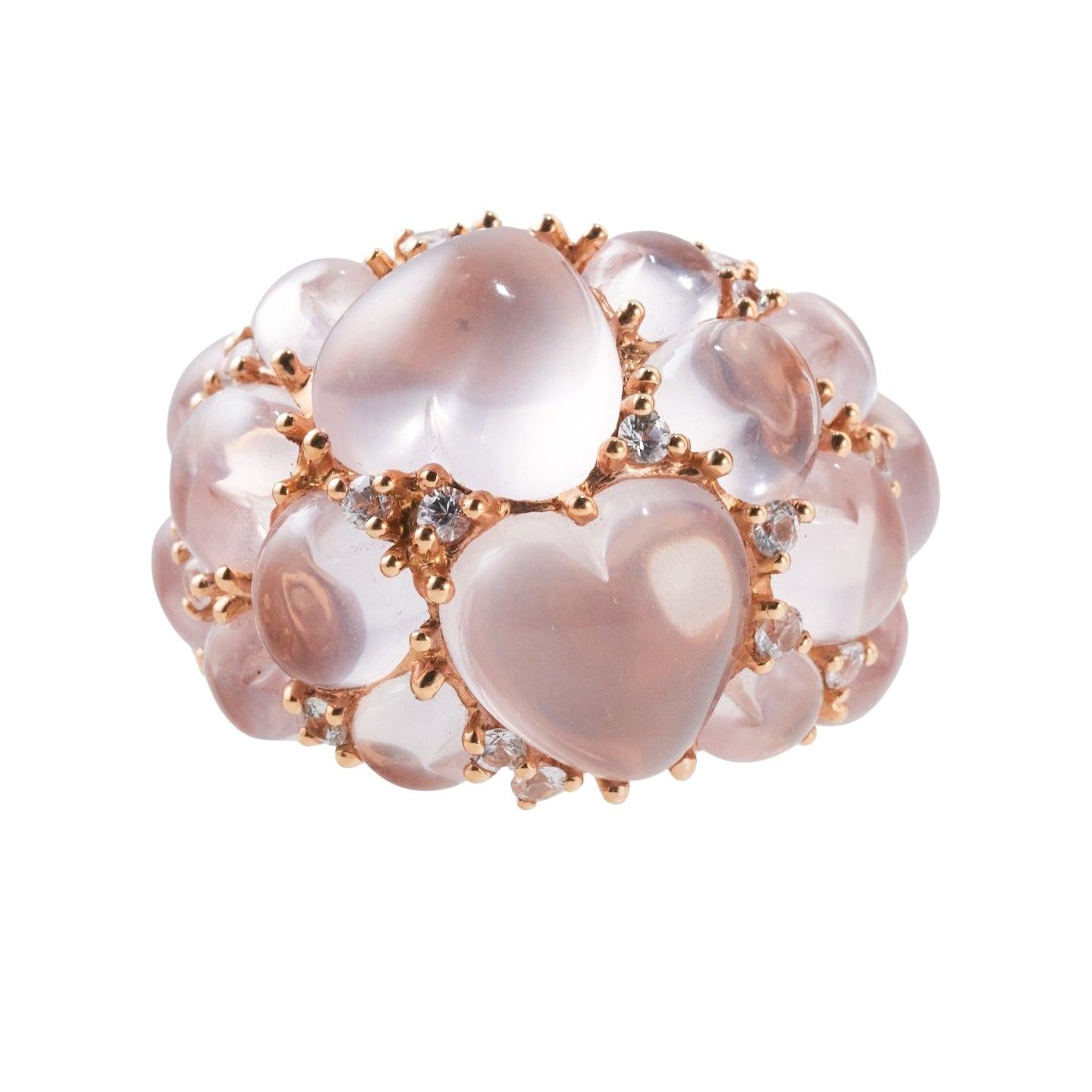 Mimi Milano Juliet Rose Quartz Sapphire Gold Dome Ring