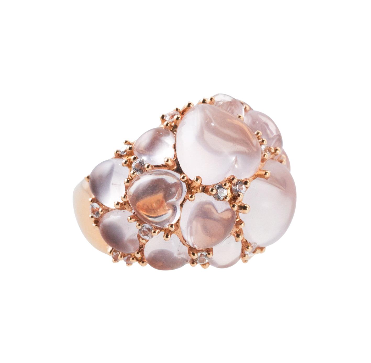 Mimi Milano Juliet Rose Quartz Sapphire Gold Dome Ring