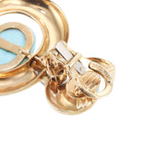 David Webb Diamond Turquoise Gold Platinum Double Crescent Pear Earrings