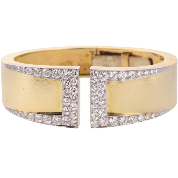 David Webb Diamond Gold Platinum Gap Cuff Bracelet