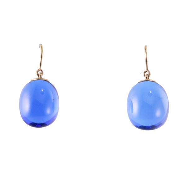 Baccarat Gold Tentation Blue Crystal Ball Drop Earrings