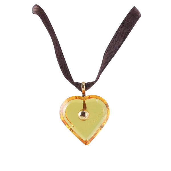 Baccarat Gold Heart Yellow Crystal Pendant Necklace