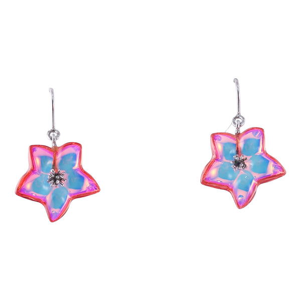 Baccarat Sterling Silver Pink Crystal Crystal Blossom Flower Earrings