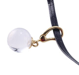 Baccarat Gold Crystal Ball Pendant Silver Leather Necklace