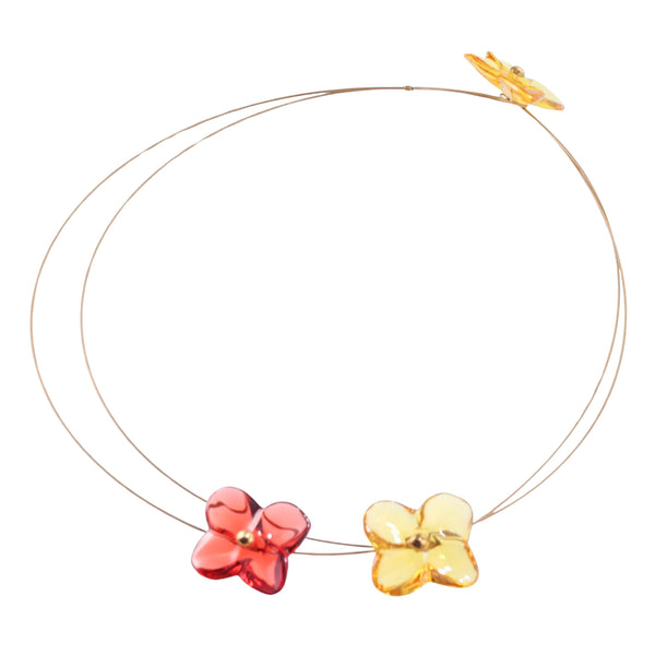 Baccarat Gold Hortensia Flower Crystal Necklace