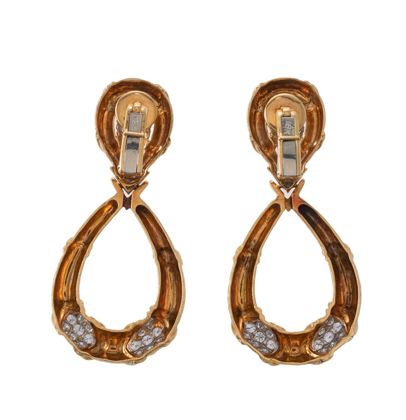 1980s Diamond Gold Drop Earrings