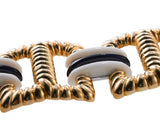 1980s Enamel Diamond Gold Wide Link Bracelet