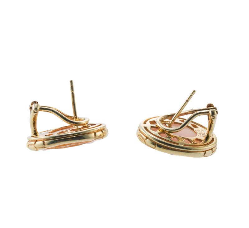 Asch Grossbardt Mother of Pearl Crystal Gold Earrings
