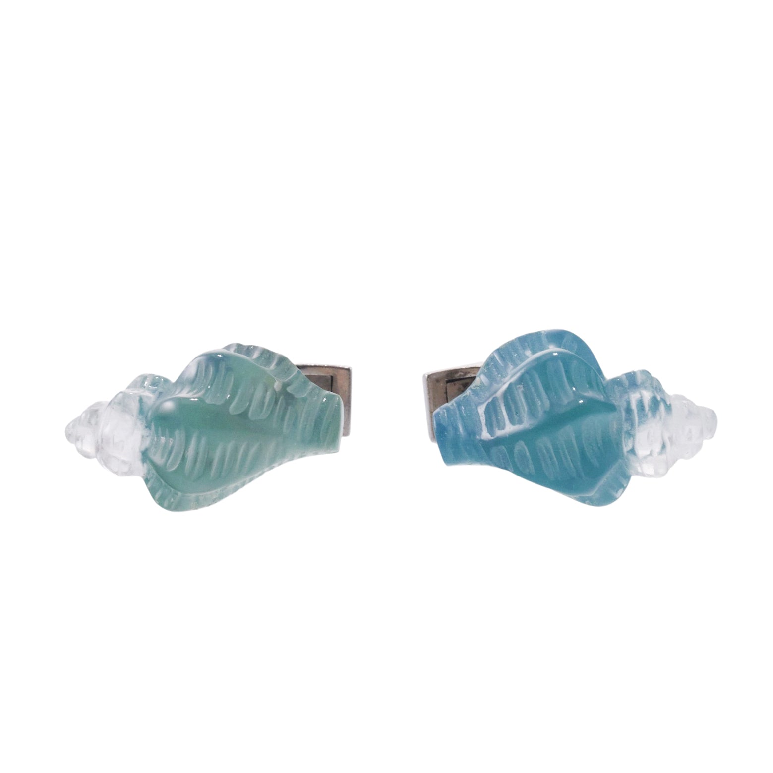 Longmire Carved Crystal Turquoise Shell Gold Cufflinks