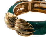 Italian Green Enamel Gold Bangle Bracelet