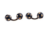 French Vintage Gold Enamel Star Ball Cufflinks Stud Set