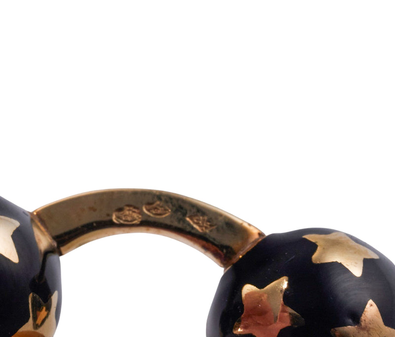 French Vintage Gold Enamel Star Ball Cufflinks Stud Set