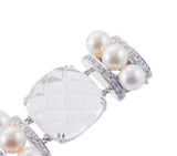 Carved Crystal Pearl Diamond Gold Bracelet
