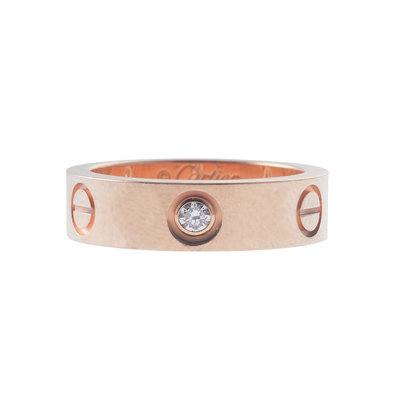 Cartier Love Rose Gold 3 Diamond Band Ring