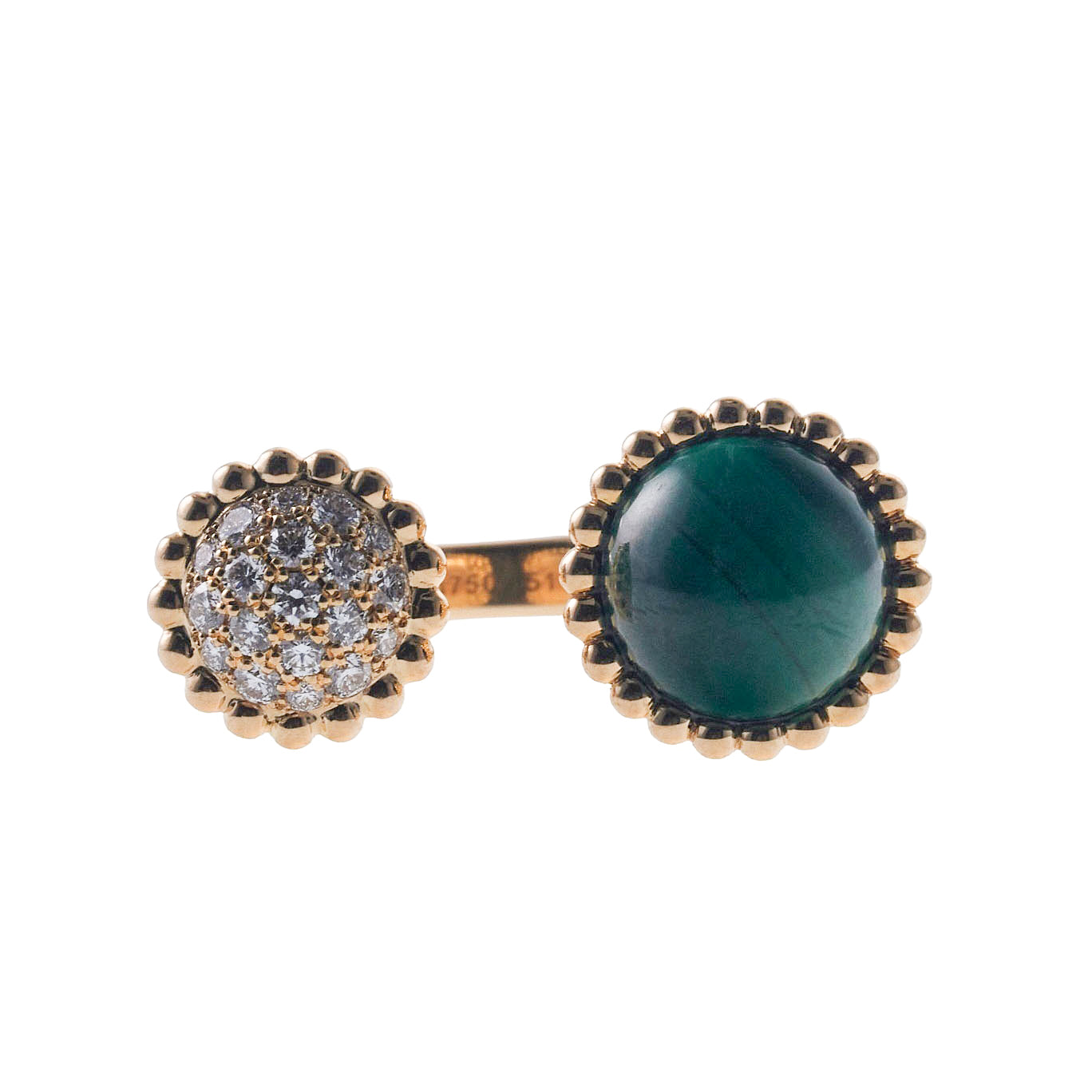 Van Cleef & Arpels Perlee Between the Finger Malachite Diamond Gold Ring