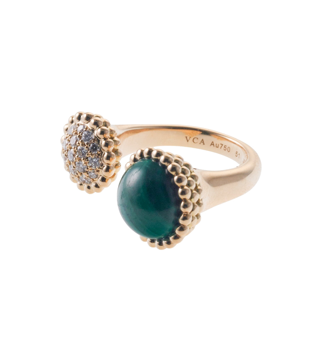 Van Cleef & Arpels Perlee Between the Finger Malachite Diamond Gold Ring