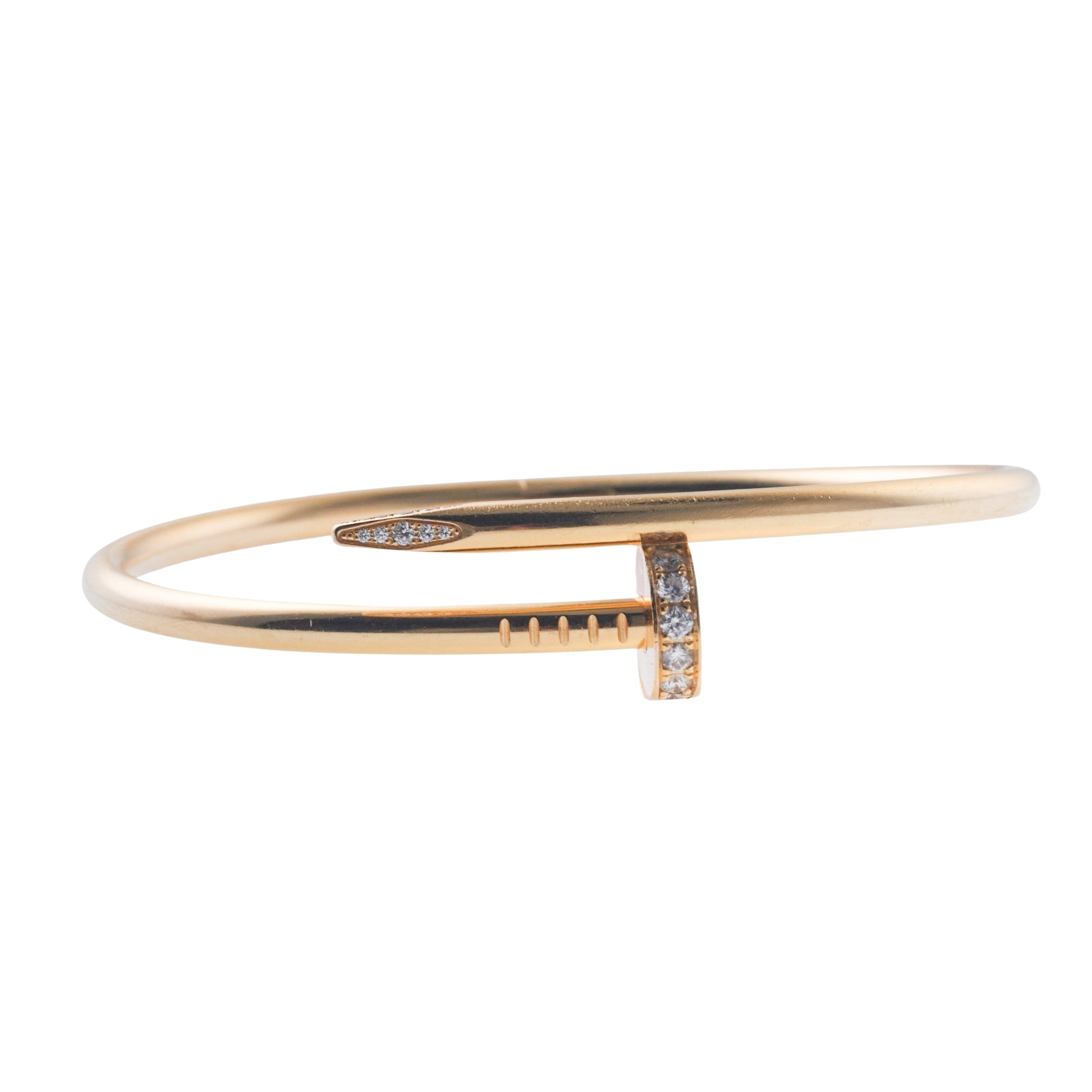 Cartier Juste Un Clou Yellow Gold Diamond Nail Bracelet Size 18