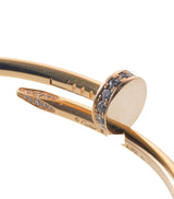 Cartier Juste Un Clou Yellow Gold Diamond Nail Bracelet Size 18